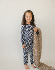 Navy Daisy Ribbed Bamboo Cozy Set