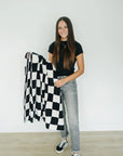 Black + White Checkered Plush Blanket Mebie Baby