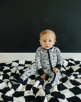 Black + White Checkered Plush Blanket Mebie Baby