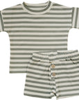 Sage Stripe Button Short Set