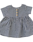 Navy Gingham Linen Cotton Dress