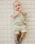 Sage Stripe Button Short Set