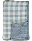 Dusty Blue Gingham Twin Muslin Quilt Mebie Baby