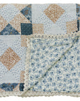 Patchwork Print + Blue Blossom Lace Muslin Quilt