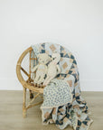 Patchwork Print + Blue Blossom Lace Muslin Quilt Mebie Baby