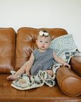 Patchwork Print + Blue Blossom Lace Muslin Quilt