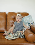 Patchwork Print + Blue Blossom Lace Muslin Quilt Mebie Baby