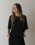 Women's Boxy Tee Lounge Set | Ribbed Black forever french baby