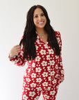 Women's Bamboo Button Up Lounge Set | Cherry Blossoms
