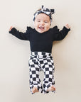 Checkered Flare Pants | Black