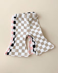 Checkered Flare Pants | Latte