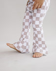 Checkered Flare Pants | Latte
