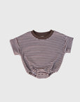 Terry T-Shirt Romper | Cola Stripe