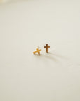 Dainty Cross Stud Earrings // Gold