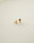 Dainty Cross Stud Earrings // Gold Blessed Is She
