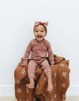 Dusty Rose Organic Cotton Ribbed Head Wrap Mebie Baby