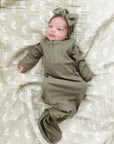 Winter Green Organic Cotton Ribbed Head Wrap Mebie Baby