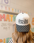 Someone's Favorite Teacher - Black Polka Dot Trucker Hat KenzKustomz