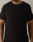 Men's Bamboo Short Sleeve Pajama | Ribbed Black
