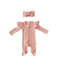 Organic Zip Footie Set | Pink