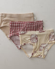 Girl's Bamboo Briefs (3 Pack) | Window Pane, Milk & Ribbed Cream forever french baby