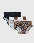 Girl's Bamboo Briefs (3 Pack) | Leopard, Tigers & Smiley Ribbed forever french baby