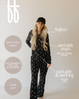 Women's Long Sleeve Bamboo Pajama | Midnight Lightning Bolt