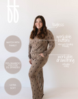 Women's Long Sleeve Bamboo Pajama | Brown & Black Lightning Bolt