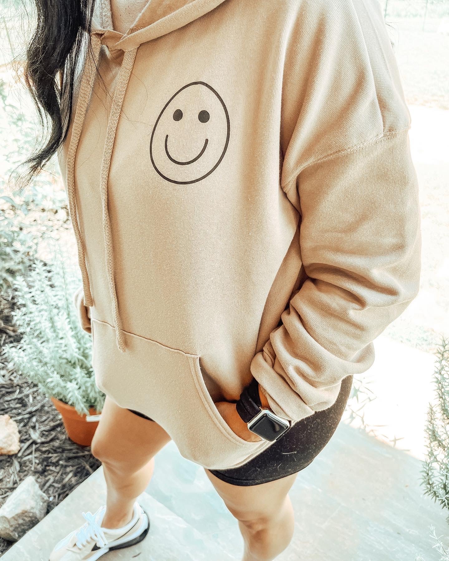 Neutral Happy Face Pullover Hoodie - FINAL SALE