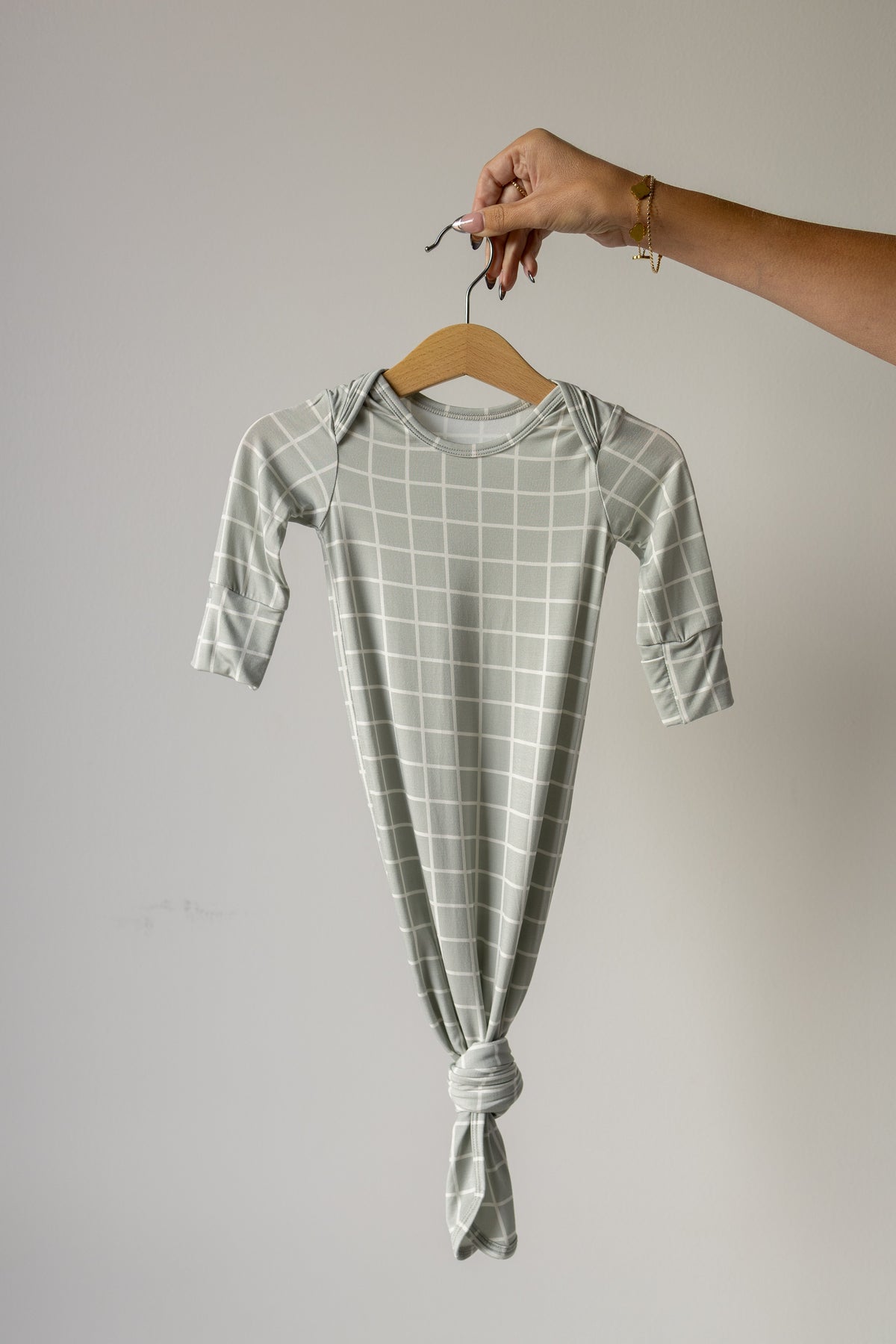 Bamboo Knotted Gown | Foggy Grid forever french baby