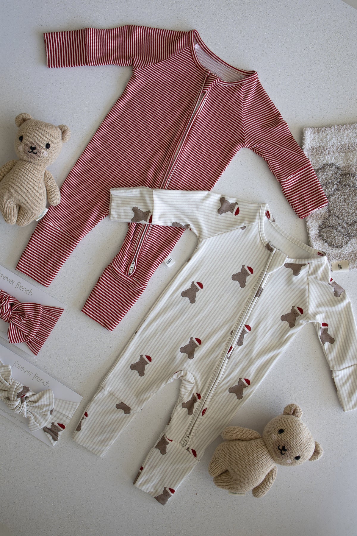 Bamboo Zip Pajamas | Peppermint Stripe Ribbed forever french baby