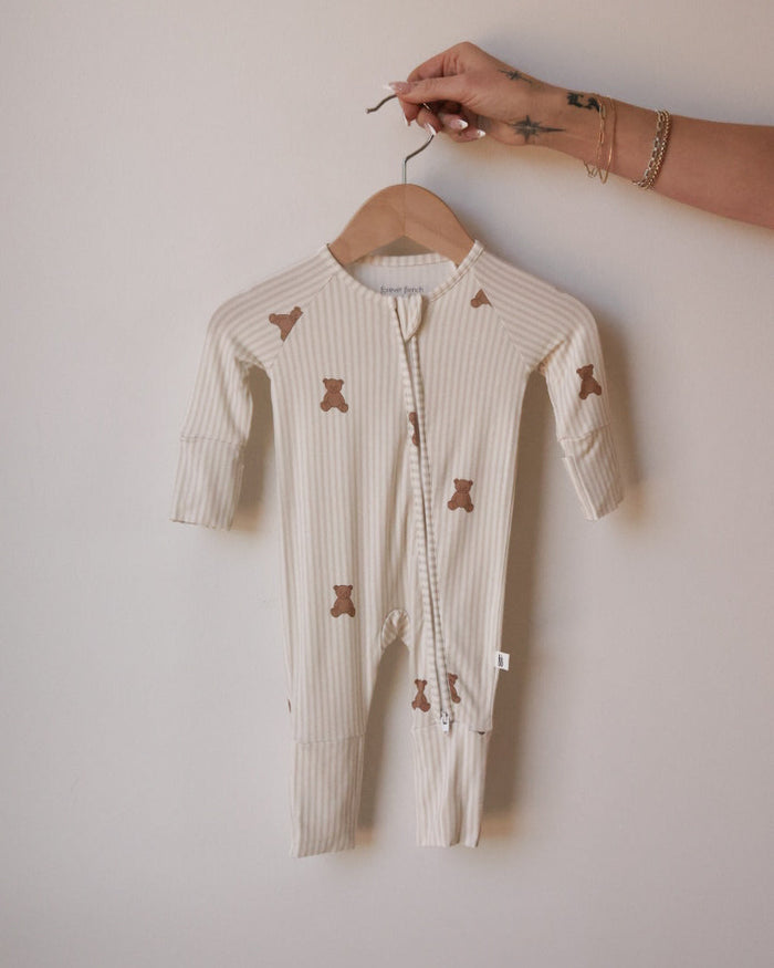 Bamboo Zip Pajamas | Teddy forever french baby