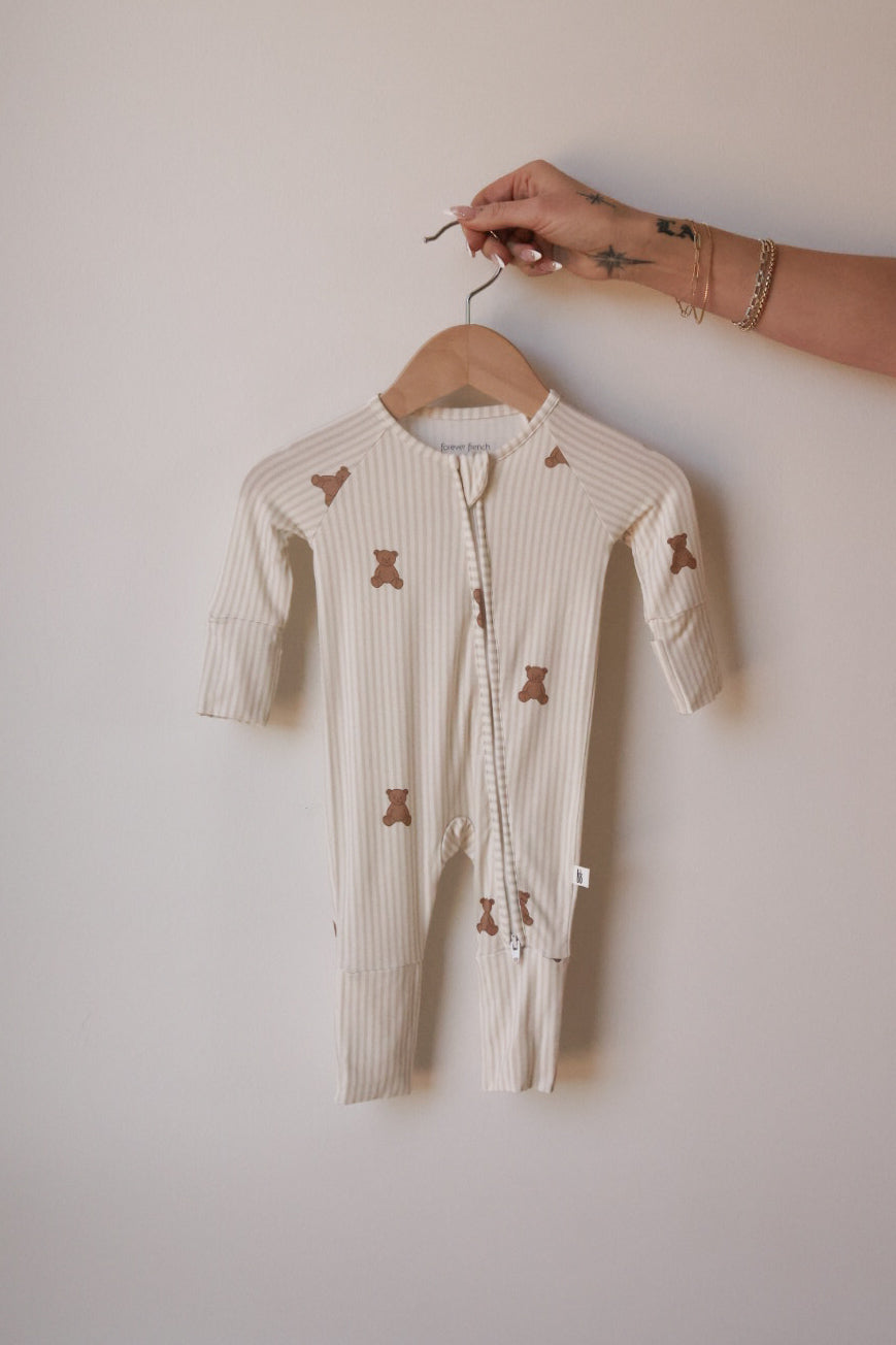 Bamboo Zip Pajamas | Teddy forever french baby