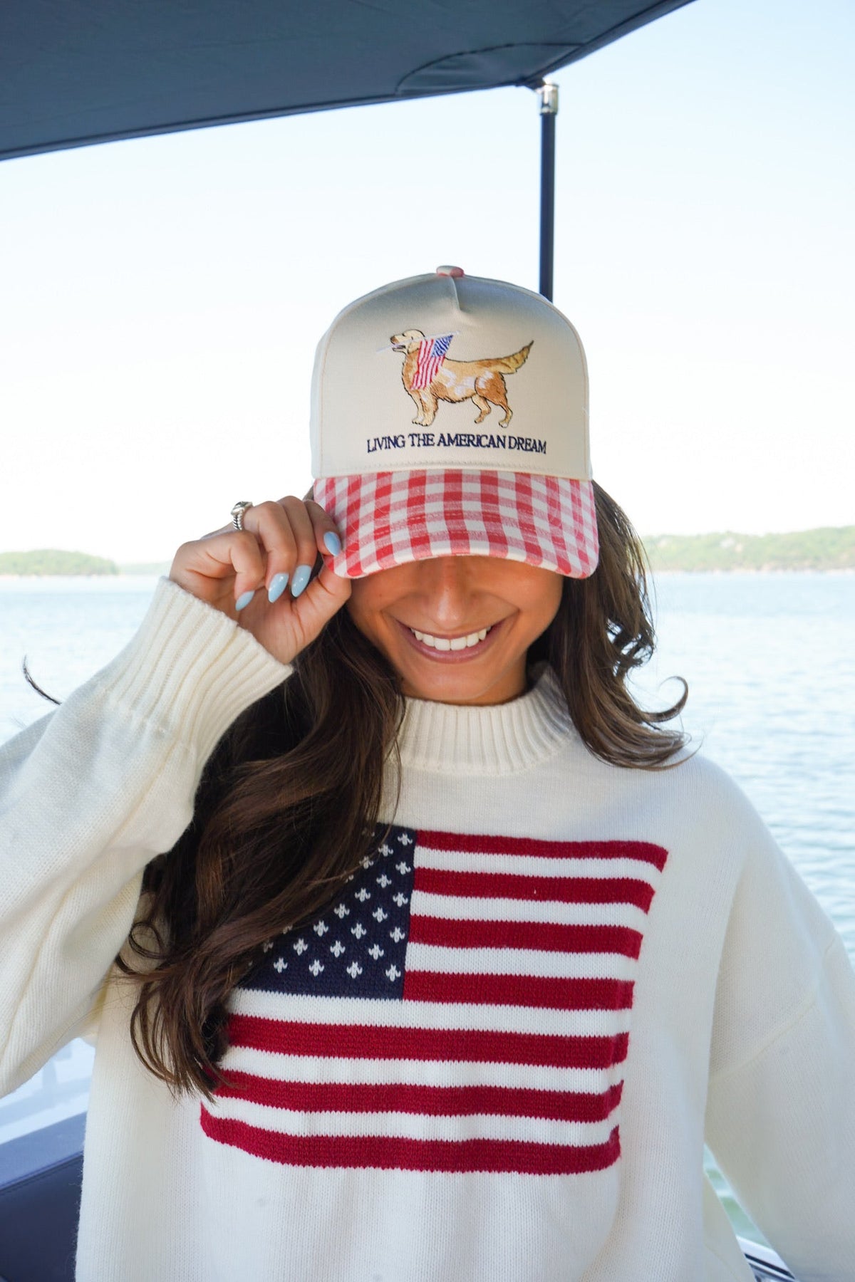 Living The American Dream - Red Gingham Hat KenzKustomz