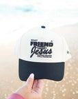 Friend in Jesus - Black Vintage Trucker Hat KenzKustomz