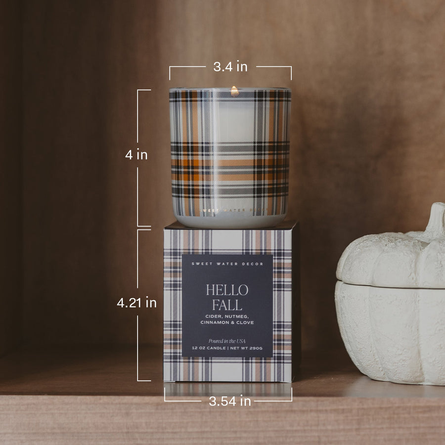 Fall Leaves Soy Candle - Boxed Amber Tinted Glass Jar - 12 oz Sweet Water Decor