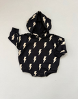 Hooded Bubble Romper  |  Black Bolts