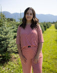 Women's Boxy Tee Lounge Set | Peppermint Stripe Ribbed forever french baby