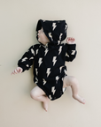 Hooded Bubble Romper  |  Black Bolts