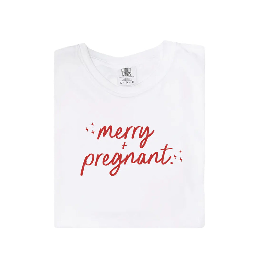 Merry + Pregnant Tee DOORBUSTER Saved by Grace Co.