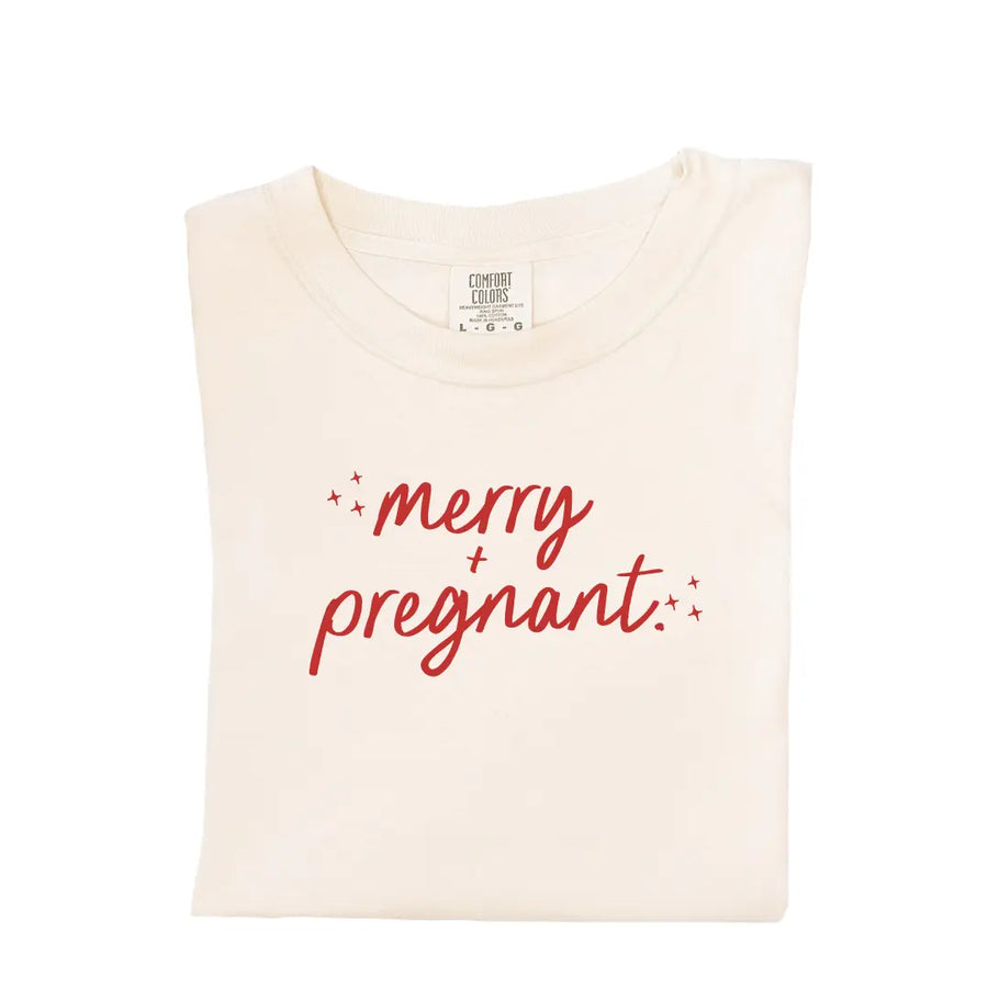 Merry + Pregnant Tee DOORBUSTER Saved by Grace Co.