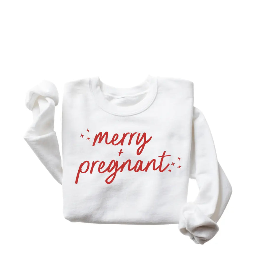 Merry + Pregnant Sweatshirt DOORBUSTER Saved by Grace Co.