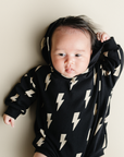 Hooded Bubble Romper  |  Black Bolts