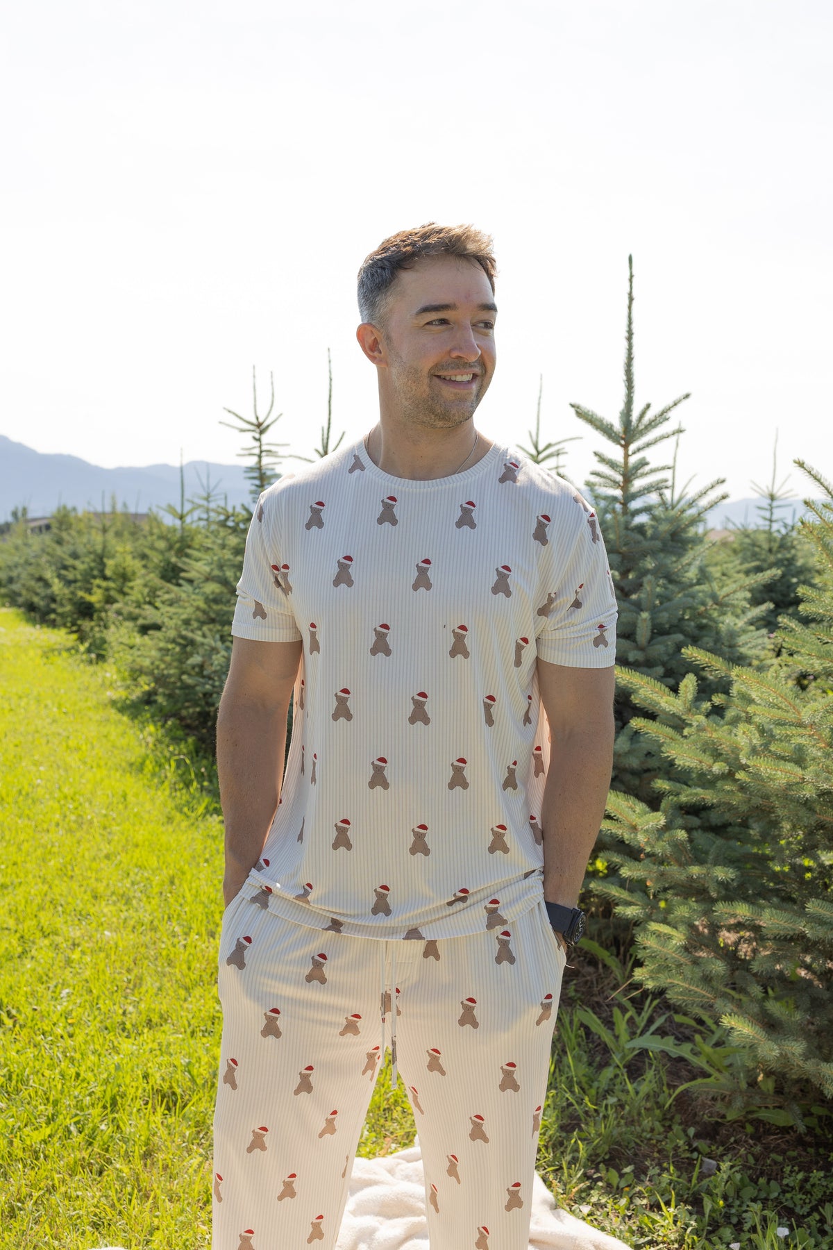 Men's Short Sleeve Pajamas | Santa Teddy forever french baby