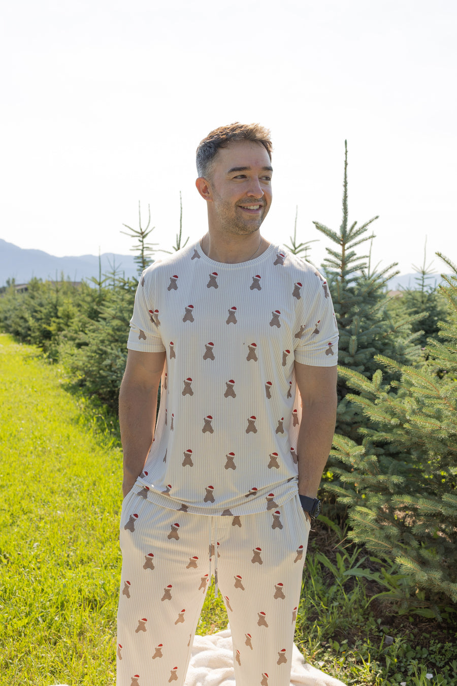 Men's Short Sleeve Pajamas | Santa Teddy forever french baby