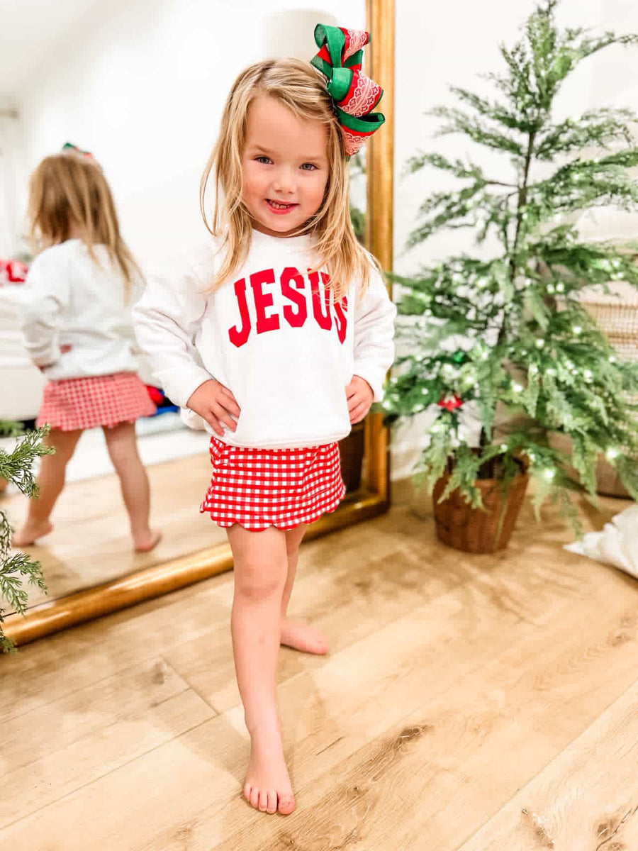 Jesus Christmas Colors Kids Sweatshirt SBG Co.