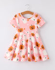 Halloween Ghost Pumpkin Print Short sleeve Dress