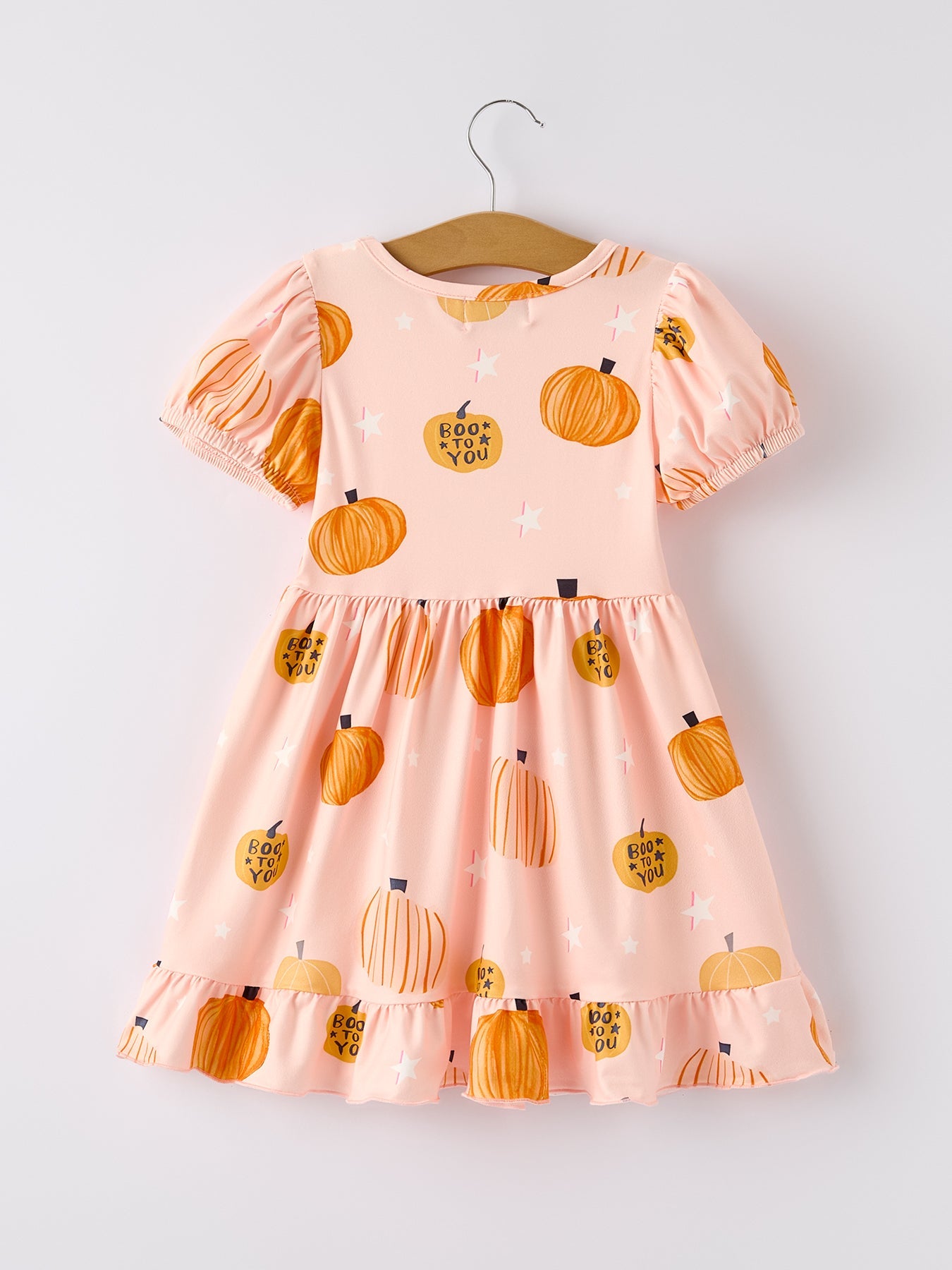 Fall Halloween &amp; Thanksgiving Fun Pumpkin Short Sleeve Girls Dress