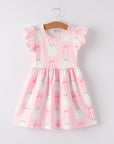 Halloween Pink Ghost Bow Flying Sleeve Dress