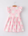 Halloween Pink Ghost Bow Flying Sleeve Dress
